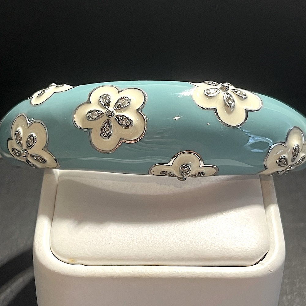 Bella Etoile Italian enamel sterling silver bangle bracelet in box. EUC